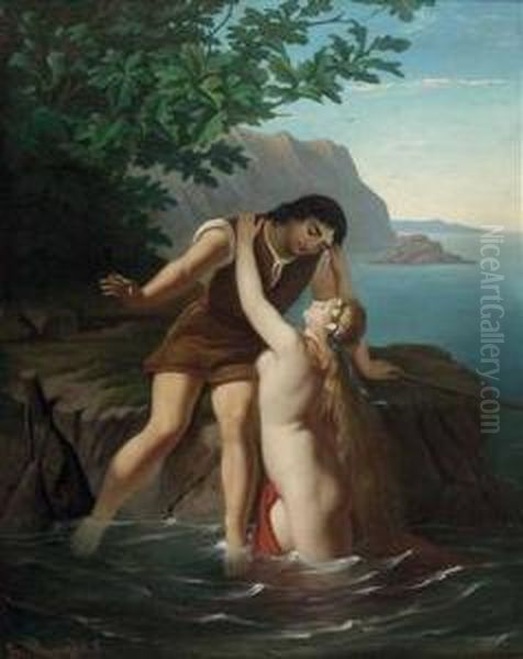 Nereide Und Junger Mann Oil Painting by Georg Kugler