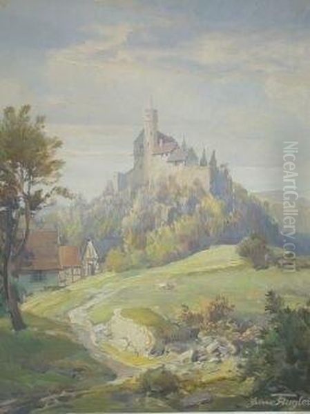 Burg Gossweinstein In Fruhstimmung Oil Painting by Hans Kugler