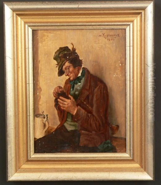 Depicting A Musician At A Tavern Oil Painting by Max Kuglmayr