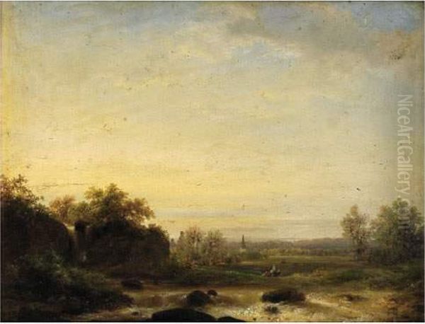 Paysage Au Torrent Oil Painting by Pieter Lodewijk Kuhnen