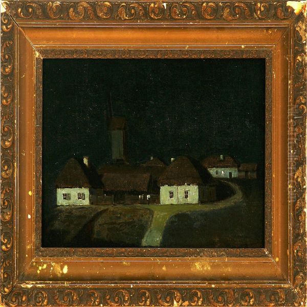 A Ukrainian Village At Night Oil Painting by Arkhip Ivanovich Kuindzhi