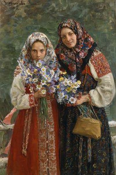 Feldblumen Oil Painting by Ivan Semionovich Kulikov