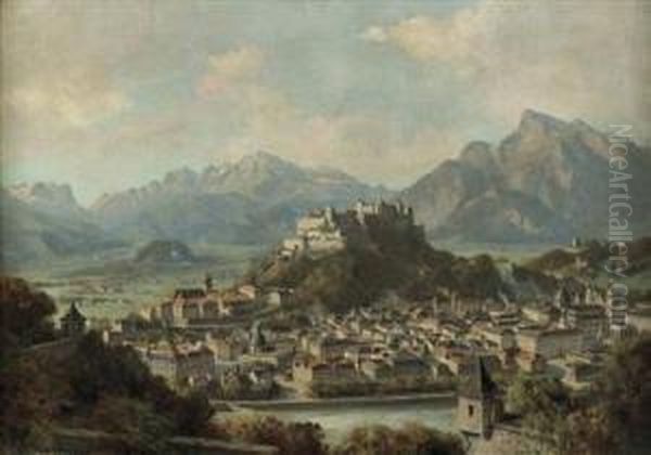 Panoramablick Auf Salzburg Vom Kapuzinerberg Oil Painting by Franz Kulstrunk