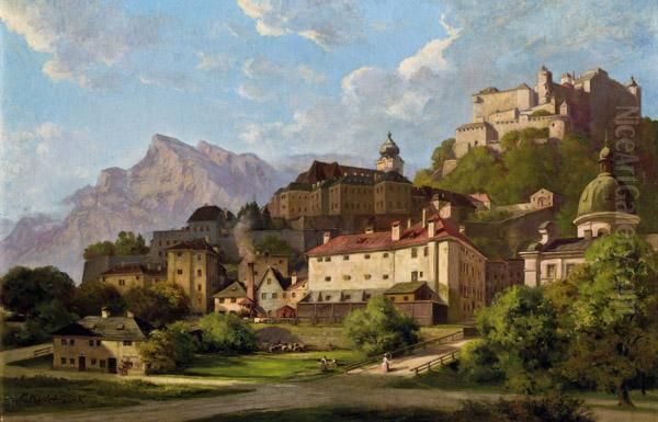 Blick Auf Salzburg Oil Painting by Franz Kulstrunk