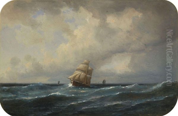 Segelschiffe In Bewegter See Oil Painting by Karl Robert Kummer