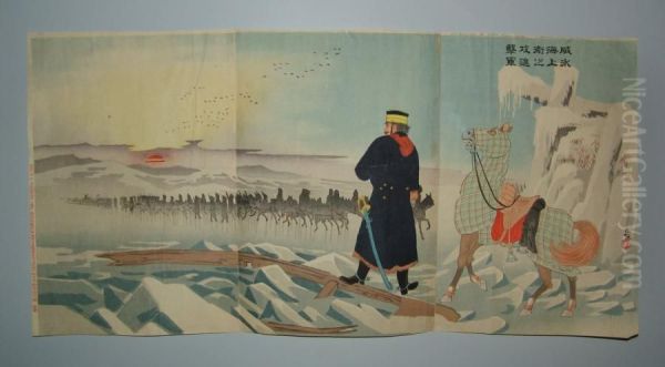 Scene De La Guerre Sino-japonaise Oil Painting by Toyohara Kunichika