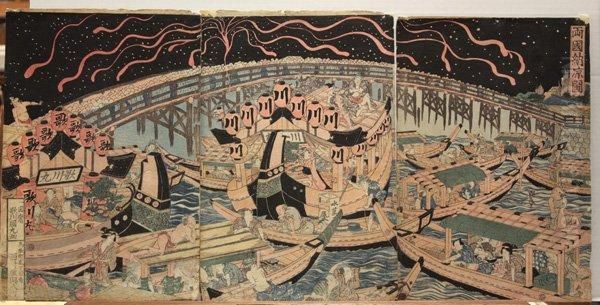 Ryogoku Noryo Oil Painting by Utagawa Kunimaru