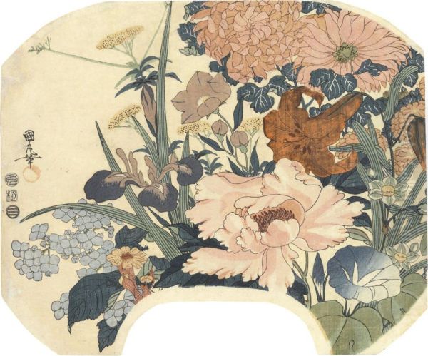 Summer Flowers Oil Painting by Utagawa Kunimaru