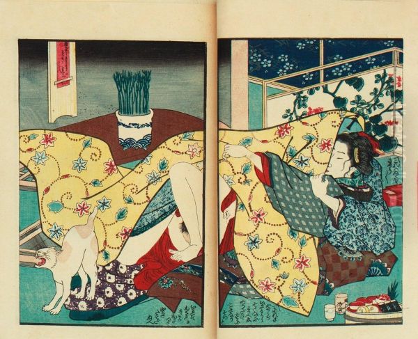 Shunga Oil Painting by Utagawa Kunimaru