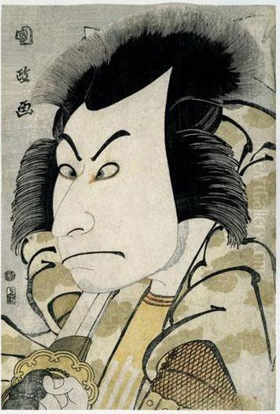 Portrait En Buste De L'acteur Nakamura Nakazo Ii Dans Un Role Non Identifie Oil Painting by Utagawa Kunimasa