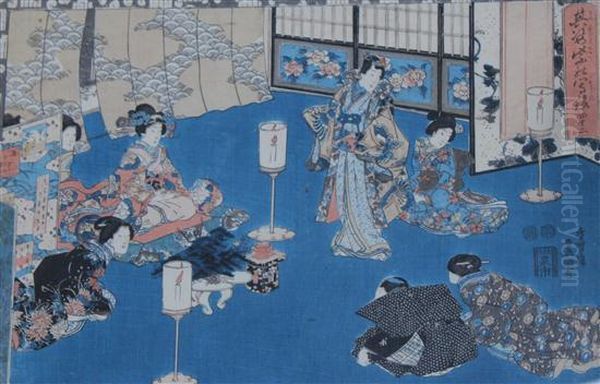 Scenes From The Life Of Prince Genji Oil Painting by Kunisada