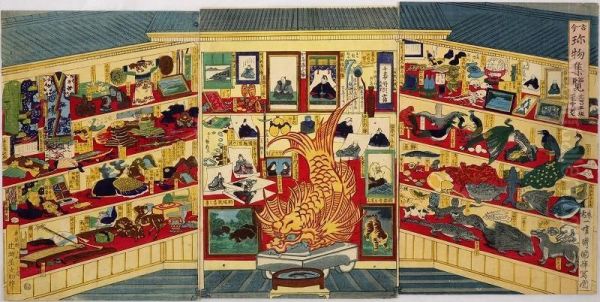 Kokinchinbutsu Shuran, Exhibition Of Valuables Oil Painting by Kuniteru