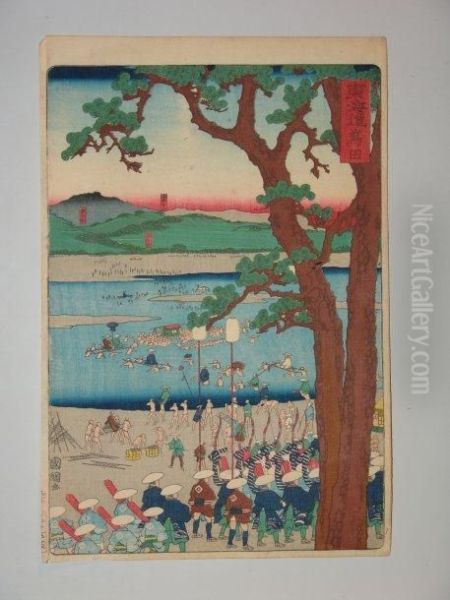 Serie Du Tokaido Des Processions De Daimyos Oil Painting by Utagawa Kunitsuna