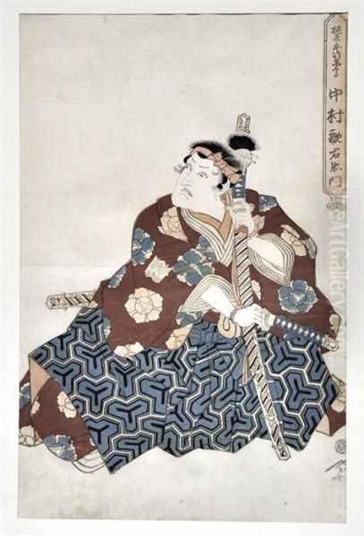 Schauspielerals Samurai Oil Painting by Utagawa Kuniyoshi