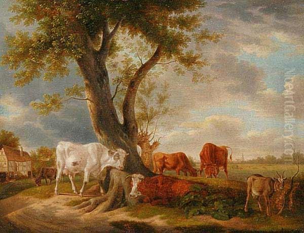 A Landscape With Grazing Cattle Oil Painting by Karl Kuntz