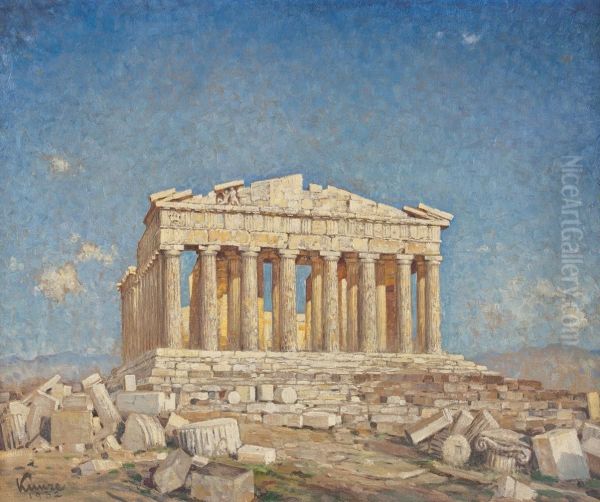 Akropolis In Athen Oil Painting by Albert Kunze