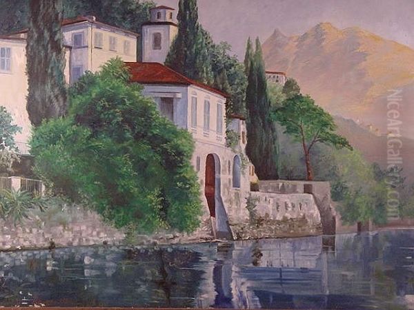 Kunze,italienische Uferlandschaft Oil Painting by Alfred Kunze