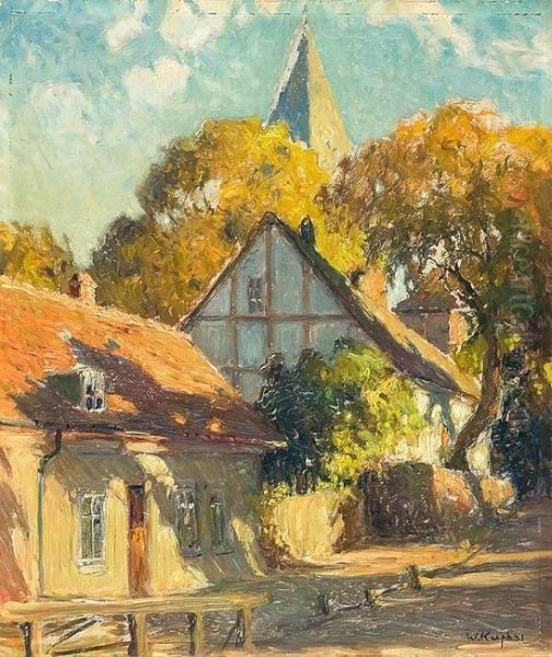 Dorfstrase Oil Painting by Walter Kuphal