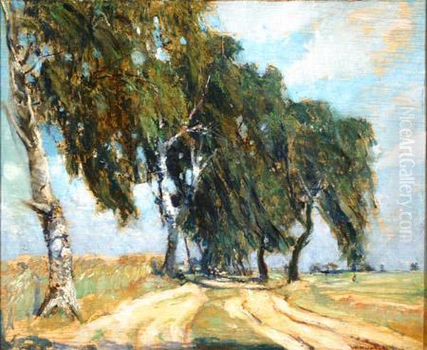 Summer Landscape With Winding Road Oil Painting by Walter Kuphal