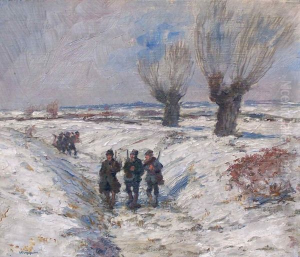 Winterlandschaft Mit Personen Oil Painting by Leo Kuppers