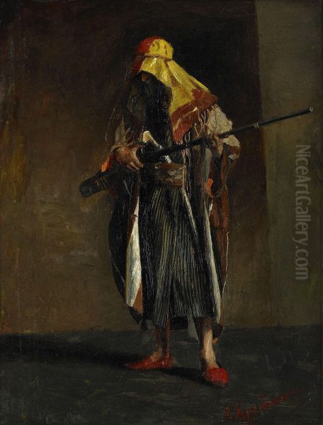 Oriental Soldier Oil Painting by A. Kurbatov