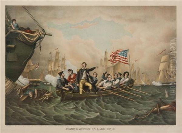 Comodore Perry's Victory On Lake Erie Oil Painting by Kurz & Allison