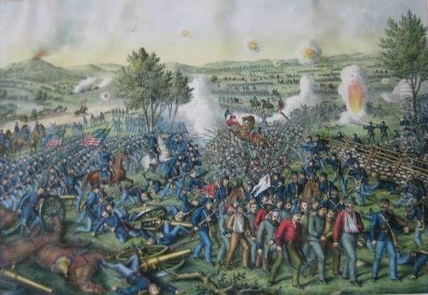 Battle Of Gettysburg Oil Painting by Kurz & Allison