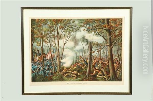 Battle Of Tippecanoe Oil Painting by Kurz & Allison