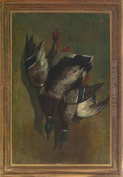 Nature Morte: Two Ducks Oil Painting by Louis Kurz