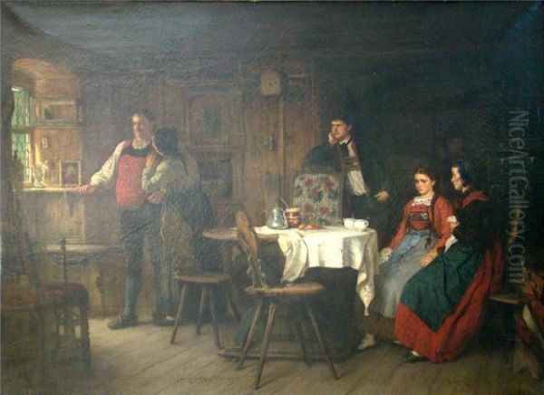 Ein Sturmischer Verlobungstag Oil Painting by Eduard Kurzbauer