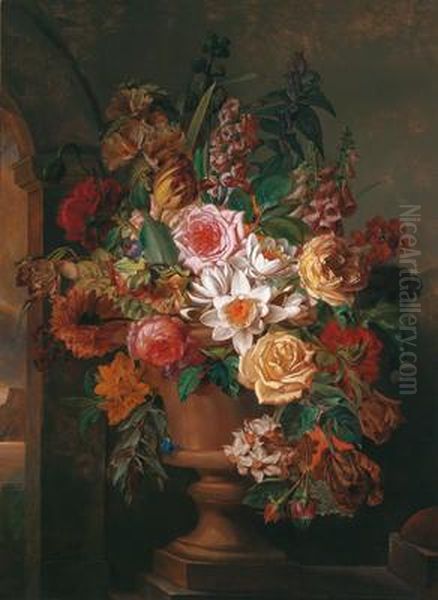 Large Bouquet Of Flowers Oil Painting by Ferdinand Kuss