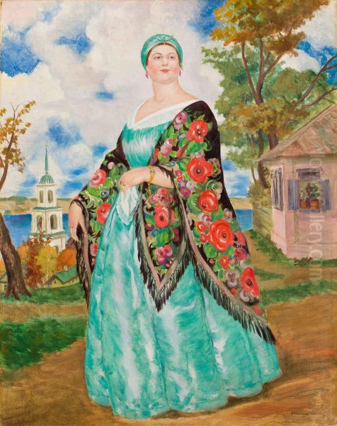 Merchant's Wife Oil Painting by Boris Kustodiev