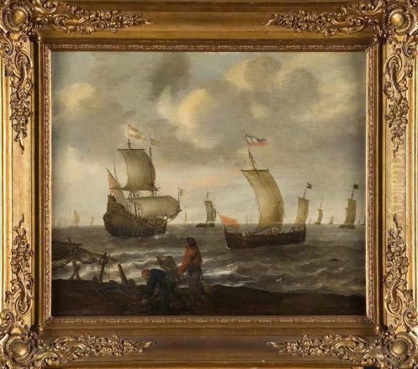 Marine Et Pecheurs En Bord De Mer Oil Painting by L.B. Kuy