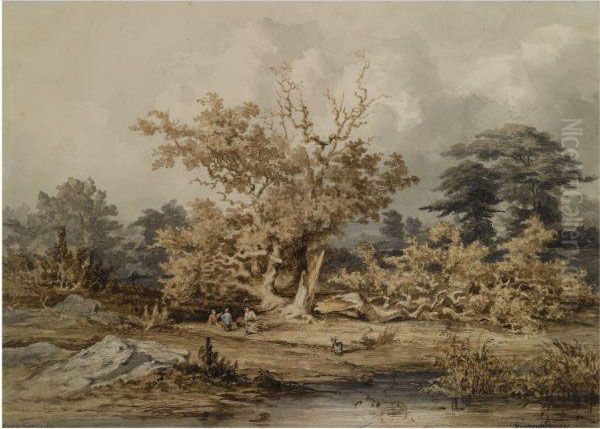 Falconry Near Fontainebleau Oil Painting by Martinus Antonius Kuytenbrouwer