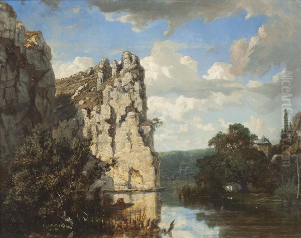 Felshang In Den Ardennen Oil Painting by Martinus Antonius Kuytenbrouwer