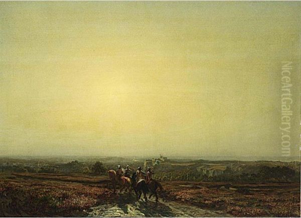 Soldiers With A Rising Sun Oil Painting by Martinus Antonius Kuytenbrouwer