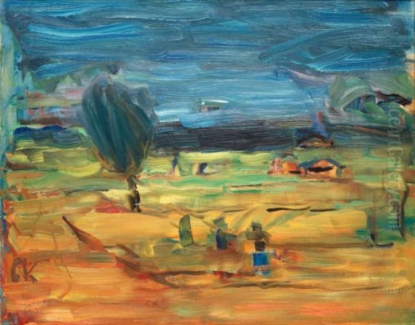 Windy Landscape Oil Painting by Carl Kylberg