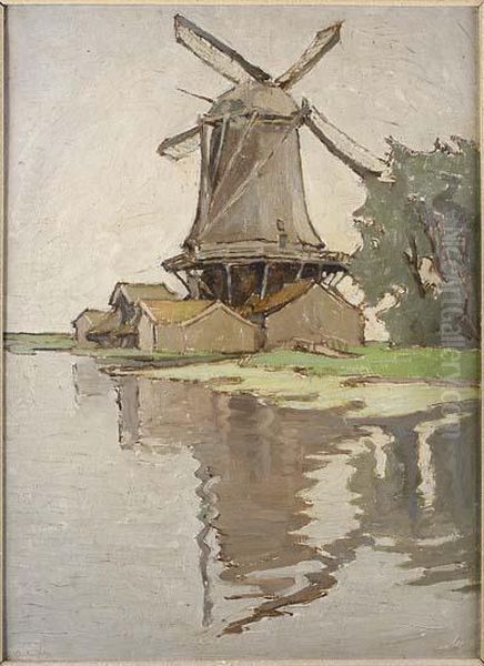 Windmill At Edam, Holland Oil Painting by Georgina Moutray Kyle