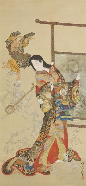 Hell Courtesan (jigoku Dayu) Oil Painting by Kawanabe Kyosai