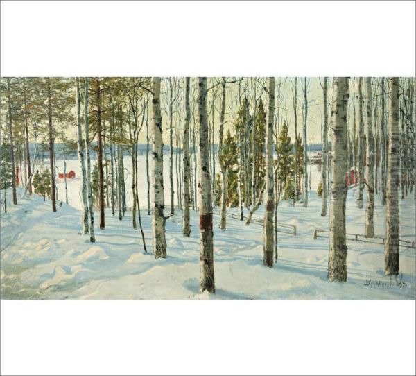 Winter Landscape Oil Painting by Juho Kyyhkynen