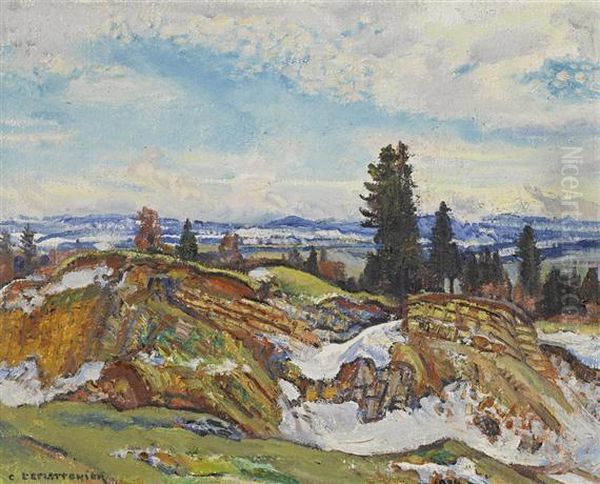 Environs De La-chaux-de-fonds Novembre Oil Painting by Charles L'Eplattenier