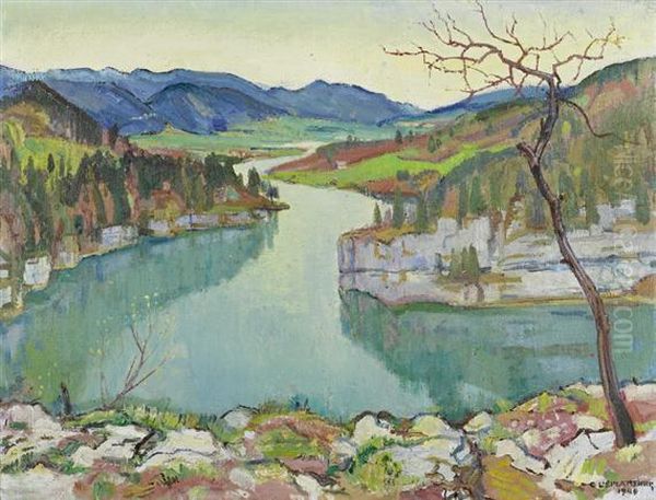 Bassin Du Doubs Oil Painting by Charles L'Eplattenier