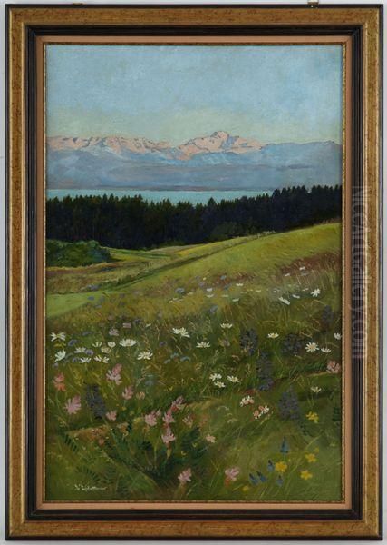 Le Mont-blanc Vu De La Cote Vaudoise Oil Painting by Charles L'Eplattenier