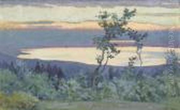 Morgenrote Am Neuenburgersee Oil Painting by Charles L'Eplattenier