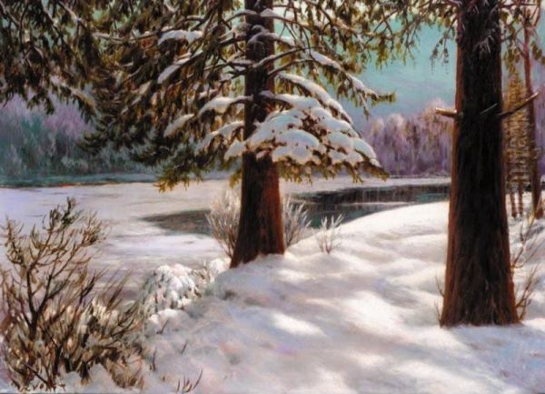 Winter Landscape Oil Painting by Petr Ivanovich L'Vov