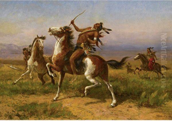 Warring Tribes Oil Painting by William de la Montagne Cary