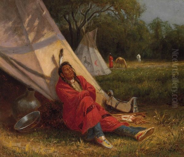 Resting Indian Oil Painting by William de la Montagne Cary