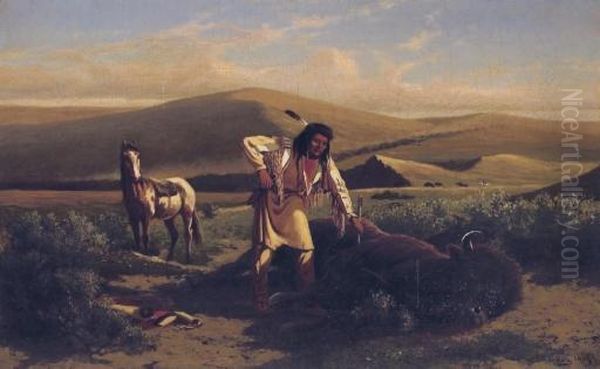 Buffalo Hunt Oil Painting by William de la Montagne Cary