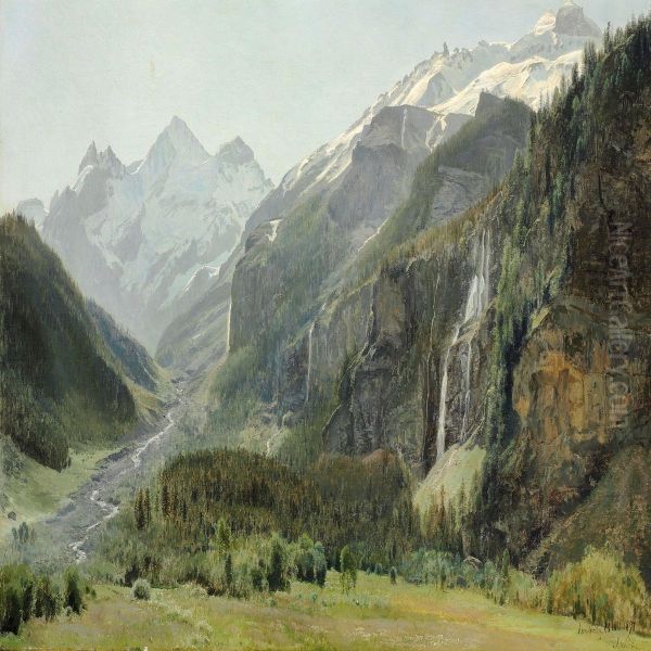 Parti Fra Kandersteg Oil Painting by Janus Andreas La Cour