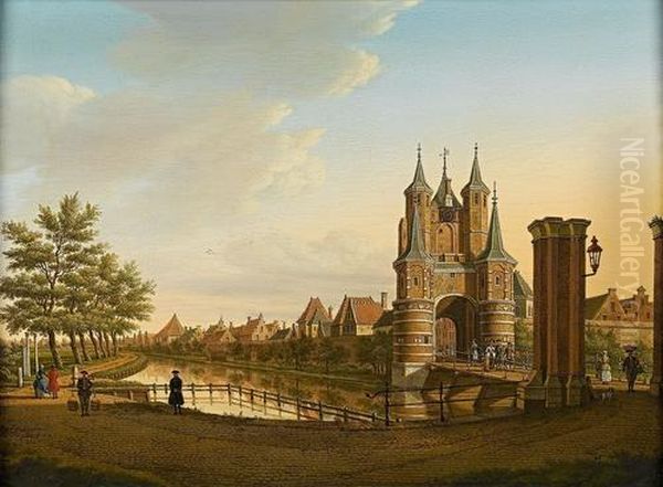 The Amsterdamse Poort, Haarlem Oil Painting by Paulus Constantin La Fargue